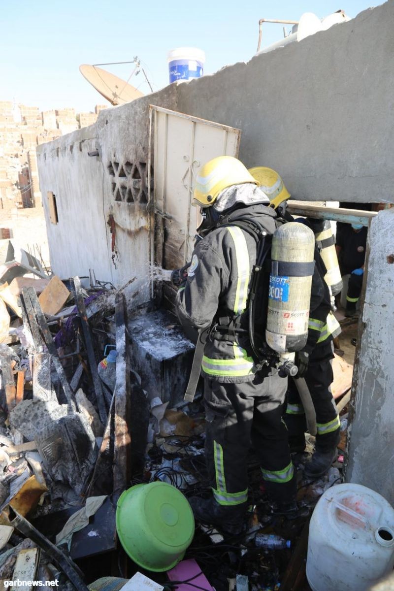 وفاة ٣ أطفال بسبب حريق بسطح منزل شعبي بشارع المنصور بمكة المكرمة
