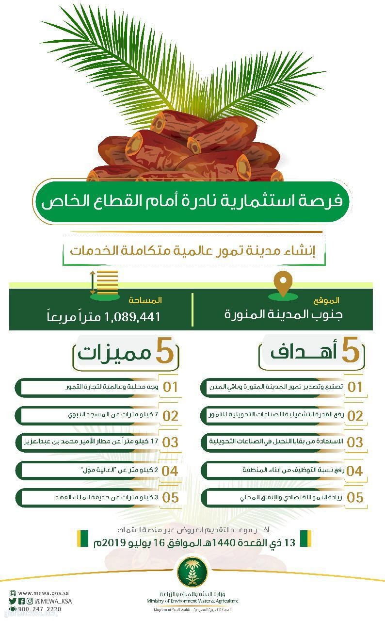 "البيئة" تطرح مشروعاً نوعياً لإنشاء مدينة تمور عالمية أمام القطاع الخاص