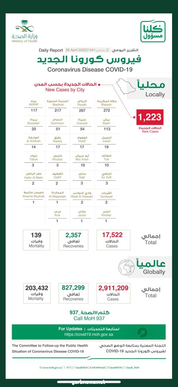 د.العبدالعالي: إجمالي الحالات في المملكة وصل إلى 17247 حالة