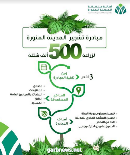 أمانة المدينة المنورة تطلق مبادرة لزراعة 500 ألف شجرة
