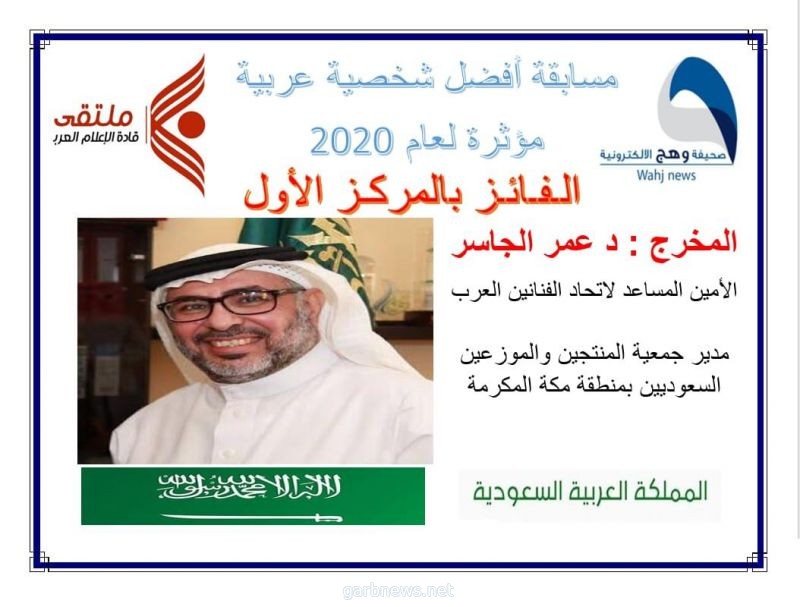 الدكتور عمر الجاسر الأول عربيا بمسابقة أفضل شخصية مؤثرة لعام ٢٠٢٠