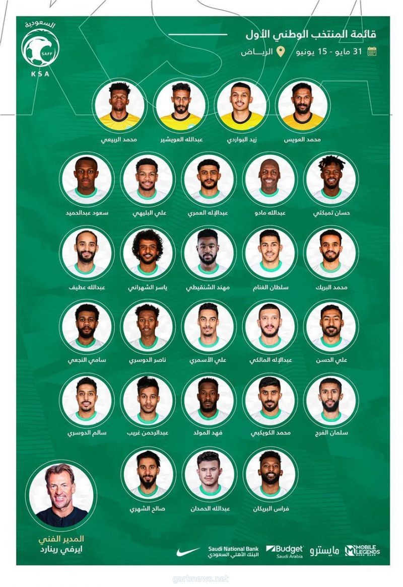 رينارد يعلن قائمة المنتخب السعودي لتصفيات كأس العالم 2022