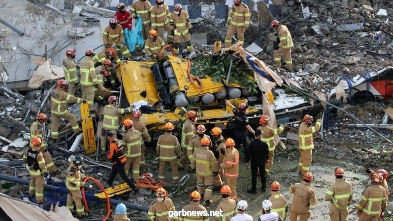 مقتل  9 في انهيار مبنى من 5 طوابق في كوريا الجنوبية