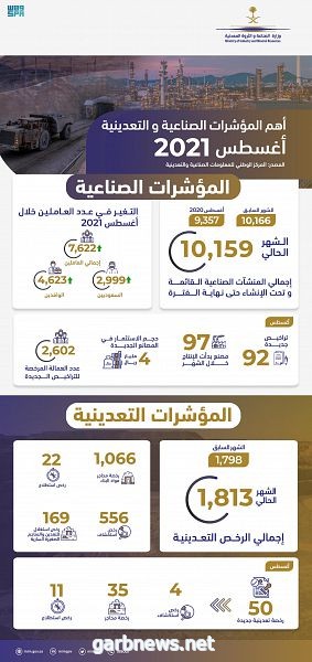 وزارة الصناعة والثروة المعدنية: إصدار 50 رخصة تعدينية و92 ترخيصًا صناعيًا خلال الشهر الماضي