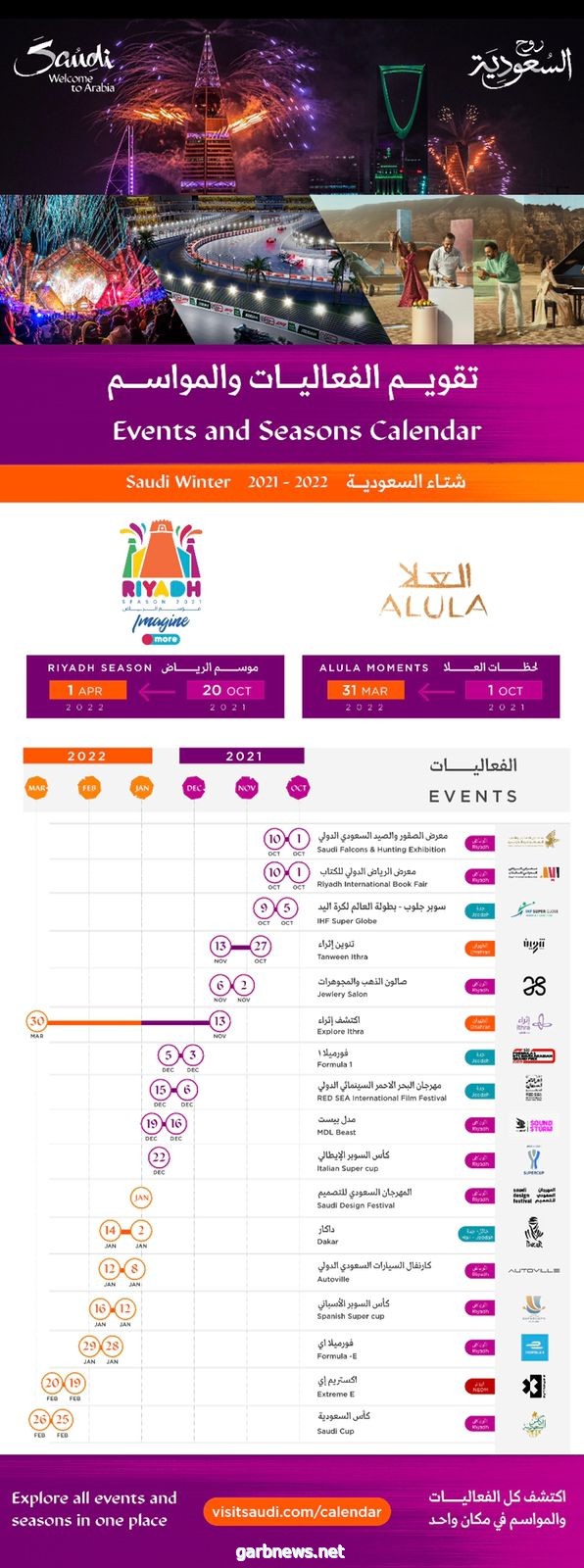 روح السعودية تطلق تقويم الفعاليات والمواسم ٢٠٢١/٢٠٢٢