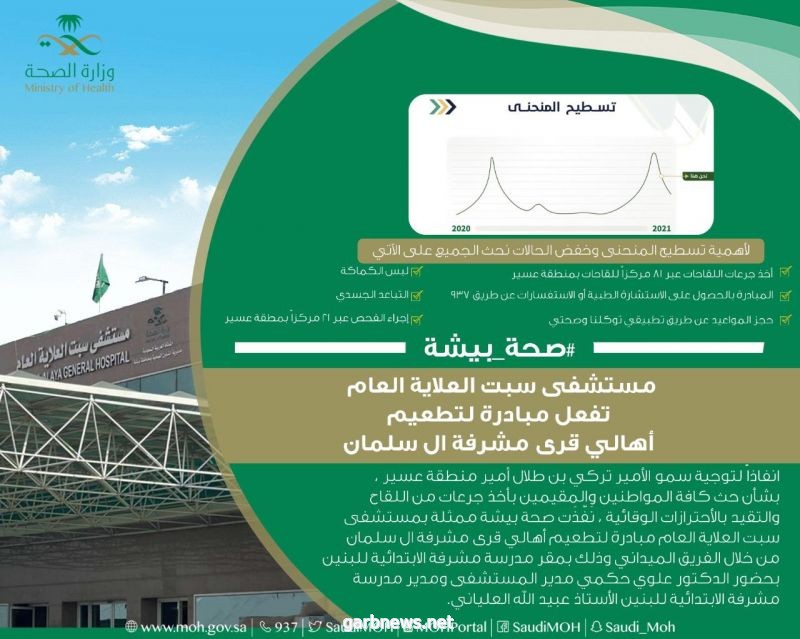 صحة بيشة : مستشفى سبت العلاية يفعل مبادرة لتطعيم أهالي قرى مشرفة ال سلمان