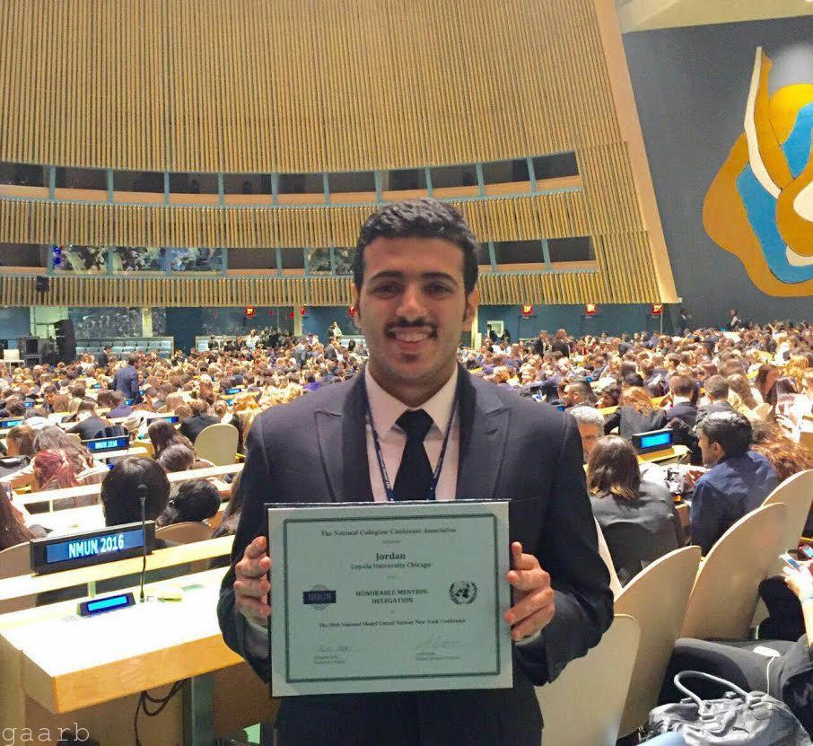 مبتعث سعودي يحصل على جائزة الشرف لنواب الامم المتحدة