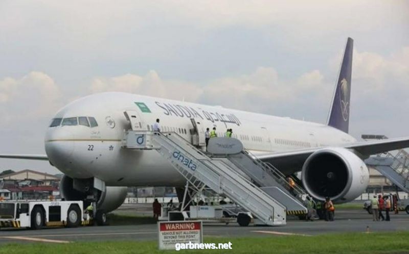 انزلاق طائرة تابعة للخطوط السعودية عن المدرج في مطار نينوي بالفلبين