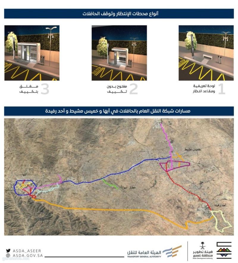هيئة تطوير عسير وهيئة النقل تعلنان مشروع النقل العام بالحافلات في أبها الكبرى
