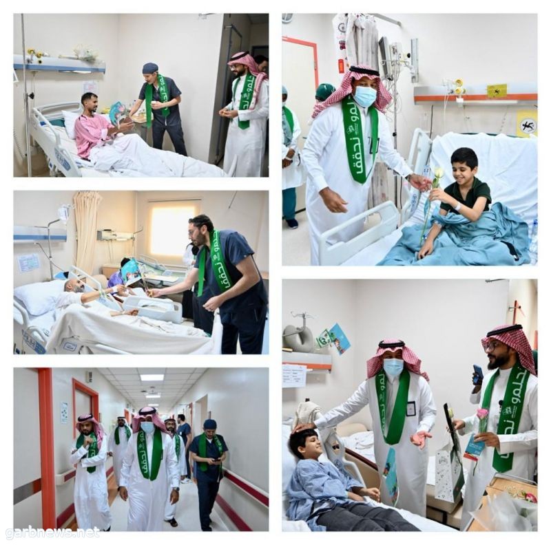 مستشفى شرق جدة يحتفي باليوم الوطني السعودي ٩٣ بزيارة المرضى المنومين