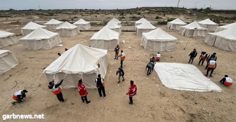 الهلال الأحمر المصري يبدأ بإنشاء مخيم إغاثي في خان يونس جنوب غزة