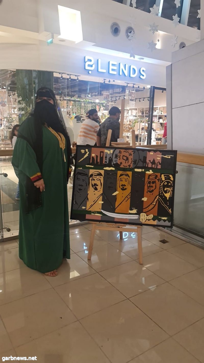 الفنانة التشكيلية نوف العيدان  تشارك في معرض ” ذكرى يوم التأسيس “