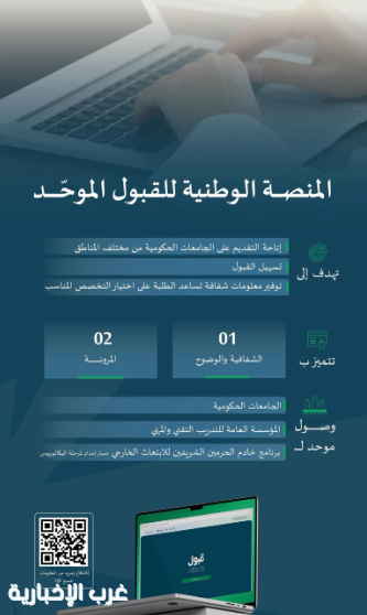 وزارة التعليم تطلق منصة قبول لتوحيد إجراءات القبول الجامعي بالمملكة وزارة التعليم تطلق منصة قبول لتوحيد إجراءات القبول الجامعي بالمملكة