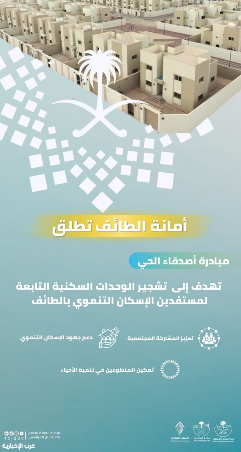 امانة الطائف تطلق مبادرة أصدقاء الحي لتشجير الوحدات السكنية امانة الطائف تطلق مبادرة أصدقاء الحي لتشجير الوحدات السكنية