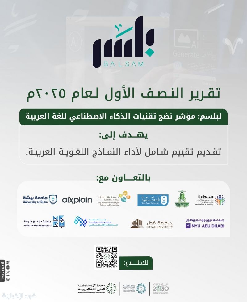 مجمع الملك سلمان العالمي" يطلق تقرير النصف الأول لمؤشر نضج الذكاء الاصطناعي للغة العربية مجمع الملك سلمان العالمي" يطلق تقرير النصف الأول لمؤشر نضج الذكاء الاصطناعي للغة العربية
