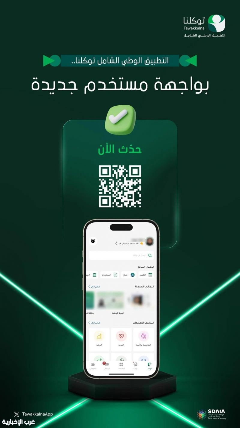 تطبيق "توكلنا" يُطلق واجهة جديدة تتمتع بانسيابية عالية في العرض لخدمة أكثر من 34 مليون مستخدم