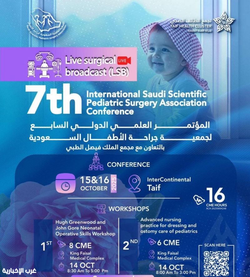 انطلاق ورشة عمل “المهارات الجراحية” ضمن فعاليات المؤتمر الدولي السابع للجمعية العلمية السعودية لجراحة الأطفال بالطائف