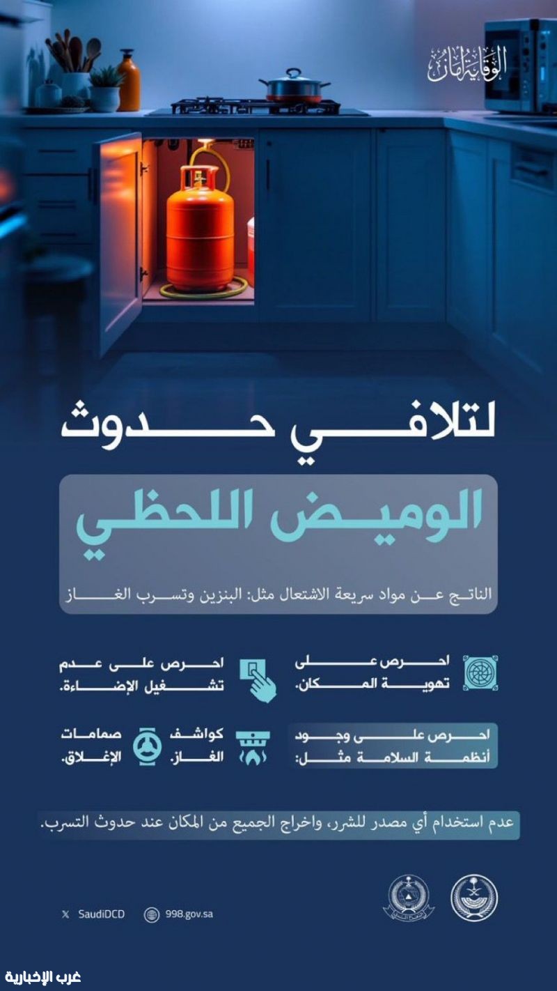 الدفاع المدني يحذر من خطر حوادث الوميض اللحظي