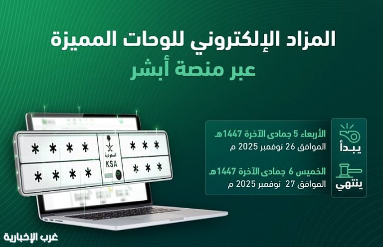 «المرور»: طرح مزاد اللوحات الإلكتروني غدًا الأربعاء