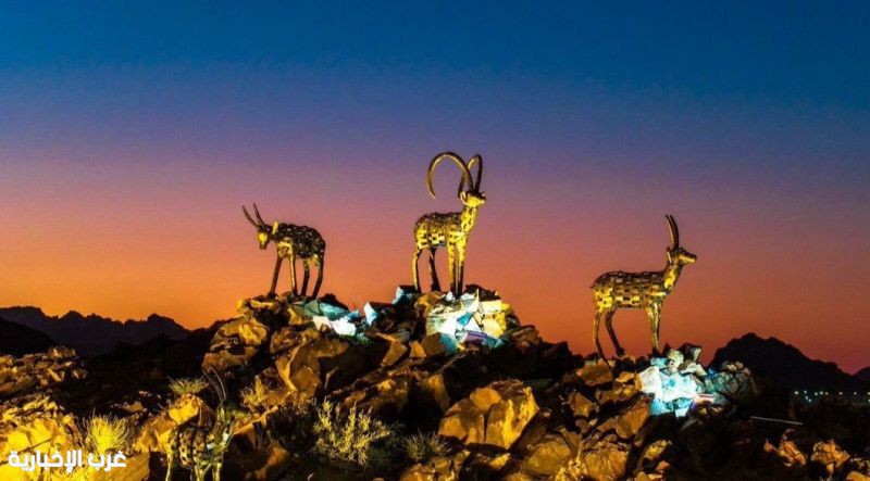 مجسمات إبداعية من جذوع النخيل في مهرجان الصقور بالحدود الشمالية مجسمات إبداعية من جذوع النخيل في مهرجان الصقور بالحدود الشمالية