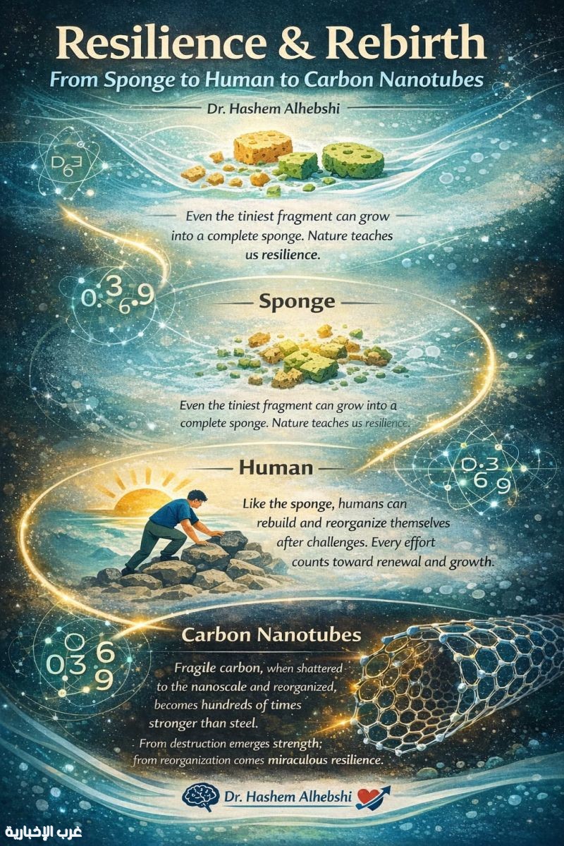 شيفرة النانو9630، دروس الإسفنج والكربون في إعادة تشكيل الذات.