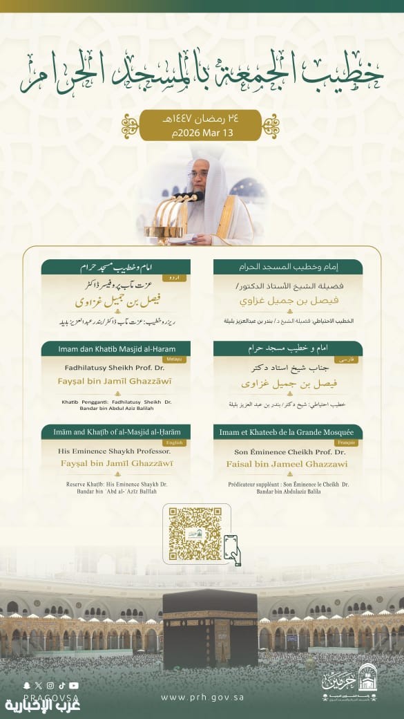 الغزاوي والحذيفي خطيبَا آخر جمعة في رمضان بالحرمين