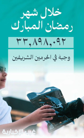 أكثر من 33 مليون وجبة إفطار في الحرمين الشريفين خلال شهر رمضان