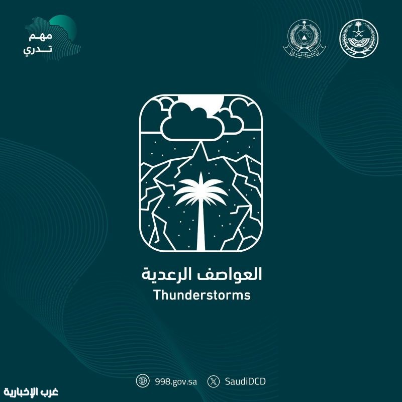 الدفاع المدني يواصل نشر الوعي بالعواصف الرعدية ضمن برنامج التوعية بالظواهر الجوية "مهم تدري"