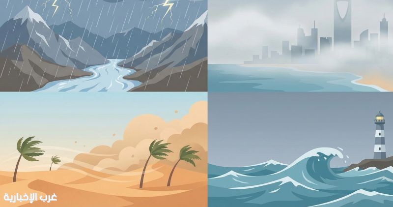 أمطار رعدية وسيول مرتقبة.. وتحذيرات من رياح مثيرة للغبار وتدنٍ في الرؤية أمطار رعدية وسيول مرتقبة.. وتحذيرات من رياح مثيرة للغبار وتدنٍ في الرؤية