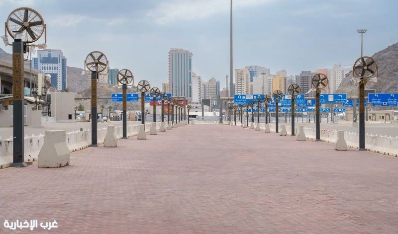 مراوح رذاذ متطورة في ساحات الجمرات الغربية بمكة المكرمة