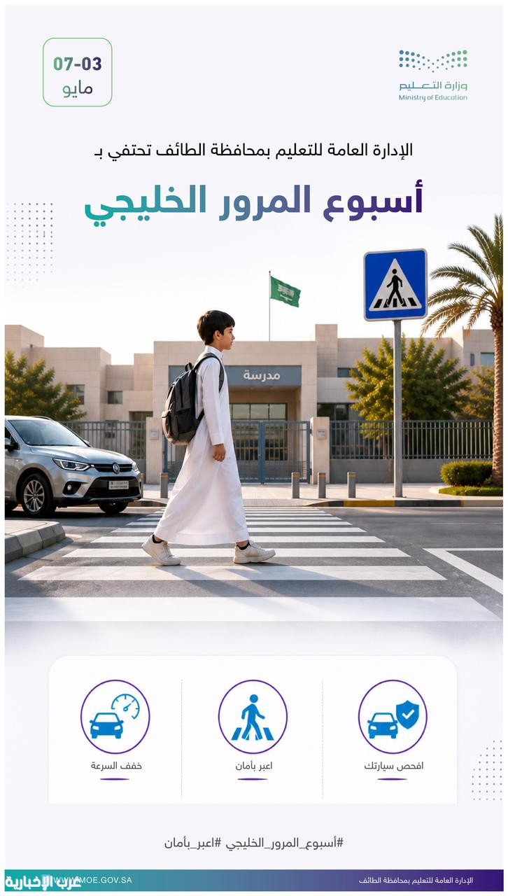 تعليم الطائف يشارك في الاحتفاء بأسبوع المرور الخليجي 2026