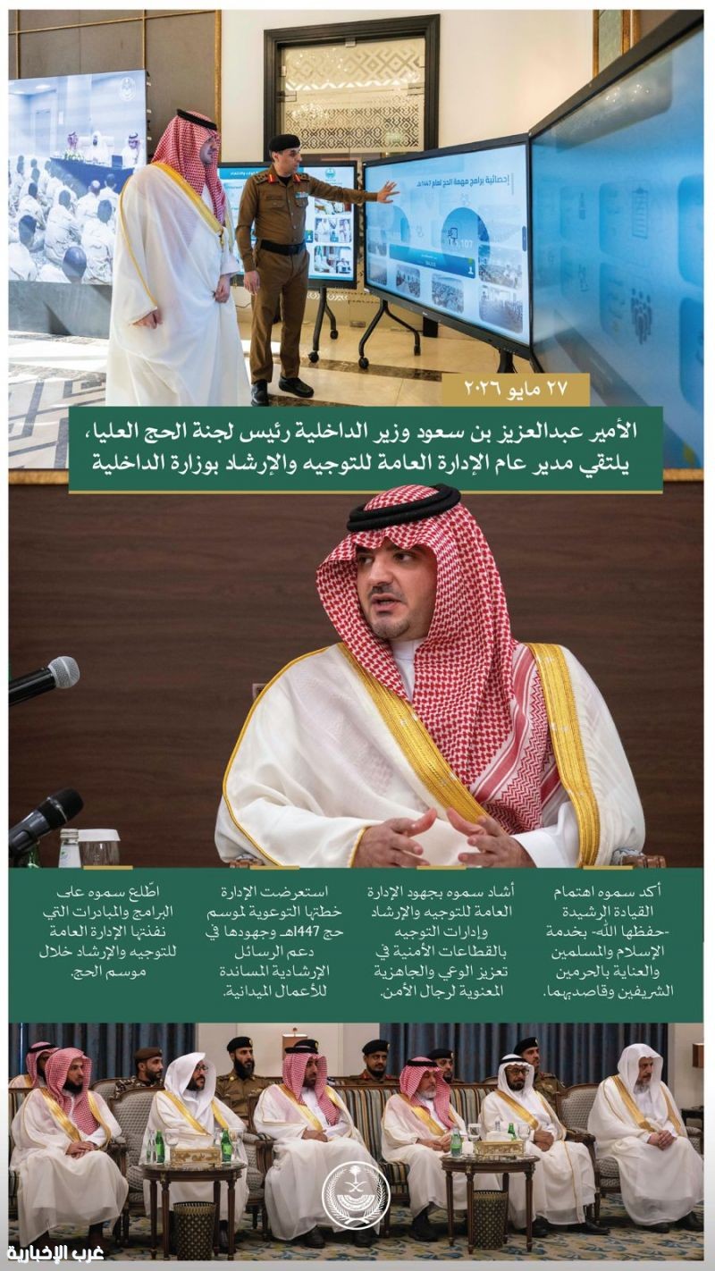 الأمير عبدالعزيز بن سعود يلتقي مدير عام التوجيه والإرشاد بوزارة الداخلية الأمير عبدالعزيز بن سعود يلتقي مدير عام التوجيه والإرشاد بوزارة الداخلية