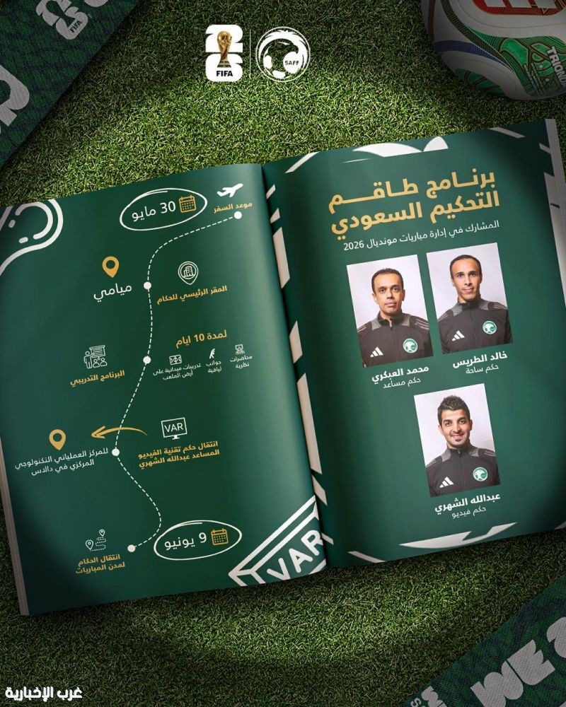 طاقم التحكيم السعودي يتوجه للولايات المتحدة لبدء البرنامج الإعدادي