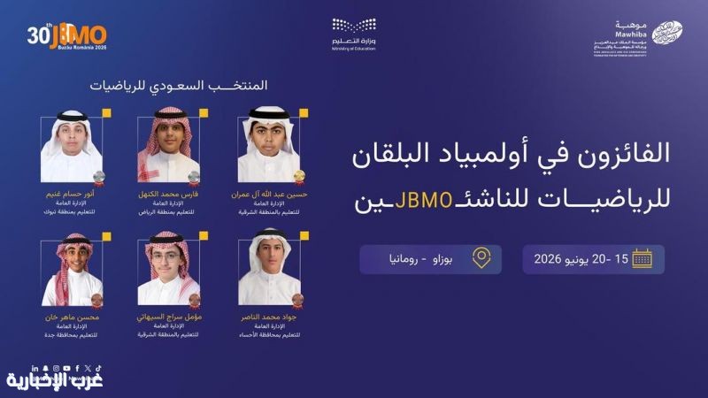المملكة تحصد 6 ميداليات دولية في أولمبياد البلقان للرياضيات للناشئين 2026 برومانيا