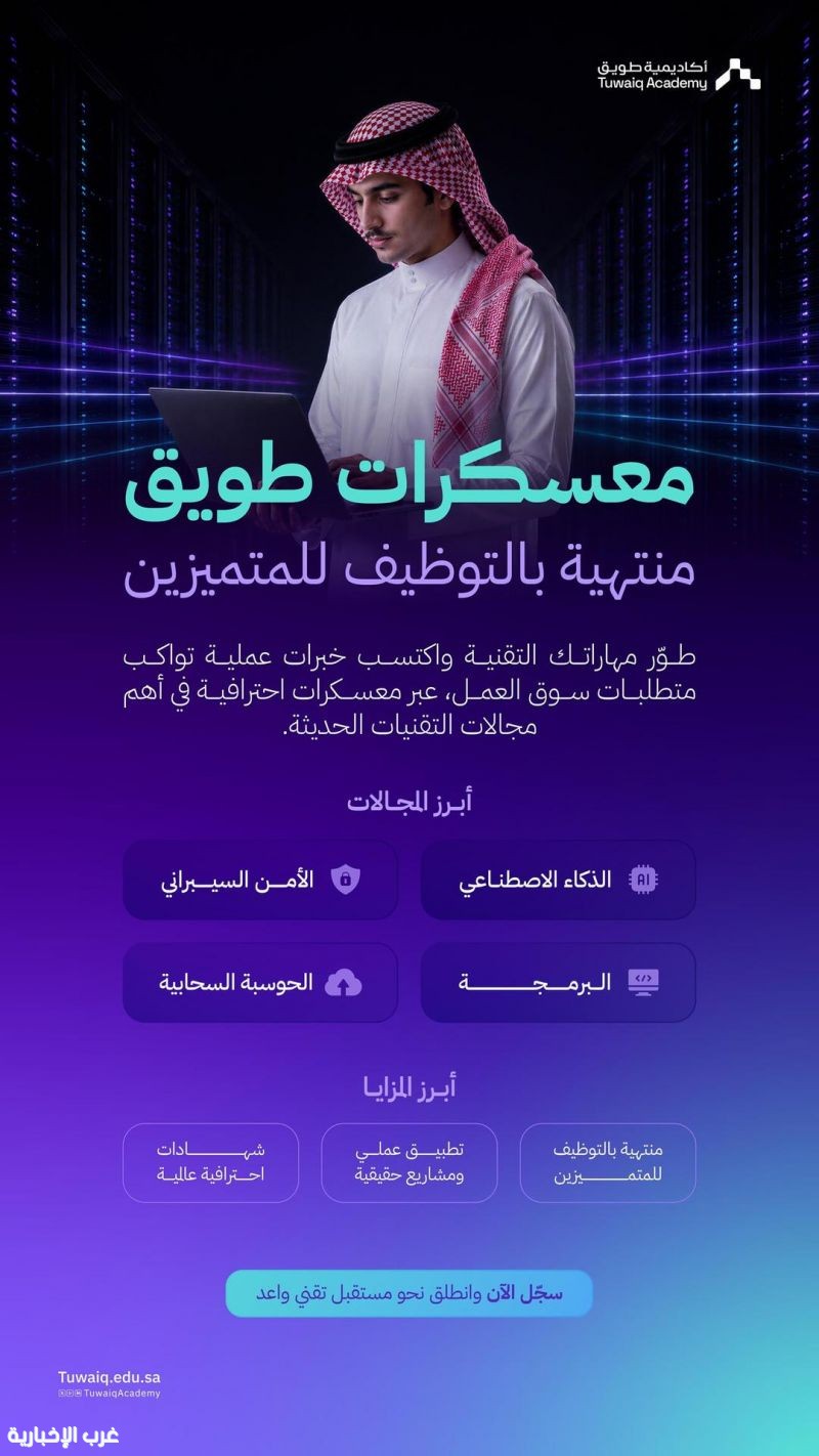 أكاديمية طويق تطلق التسجيل في معسكراتها الاحترافية لشهر أغسطس أكاديمية طويق تطلق التسجيل في معسكراتها الاحترافية لشهر أغسطس