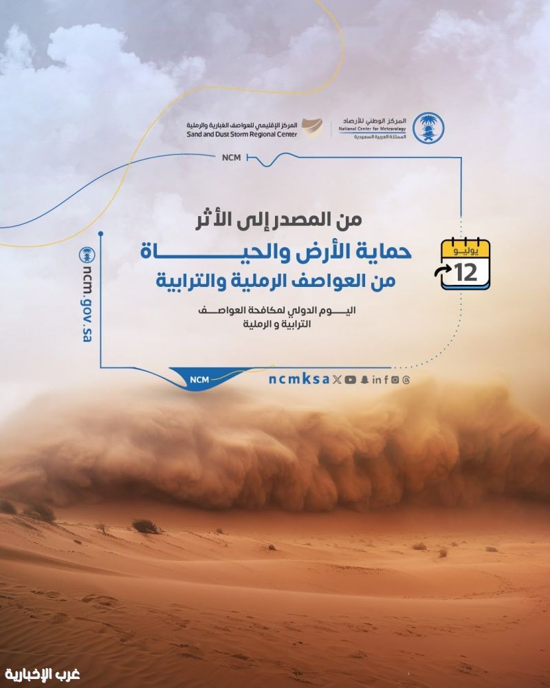 المملكة تشارك العالم الإحتفاء باليوم الدولي لمكافحة العواصف الرملية والترابية