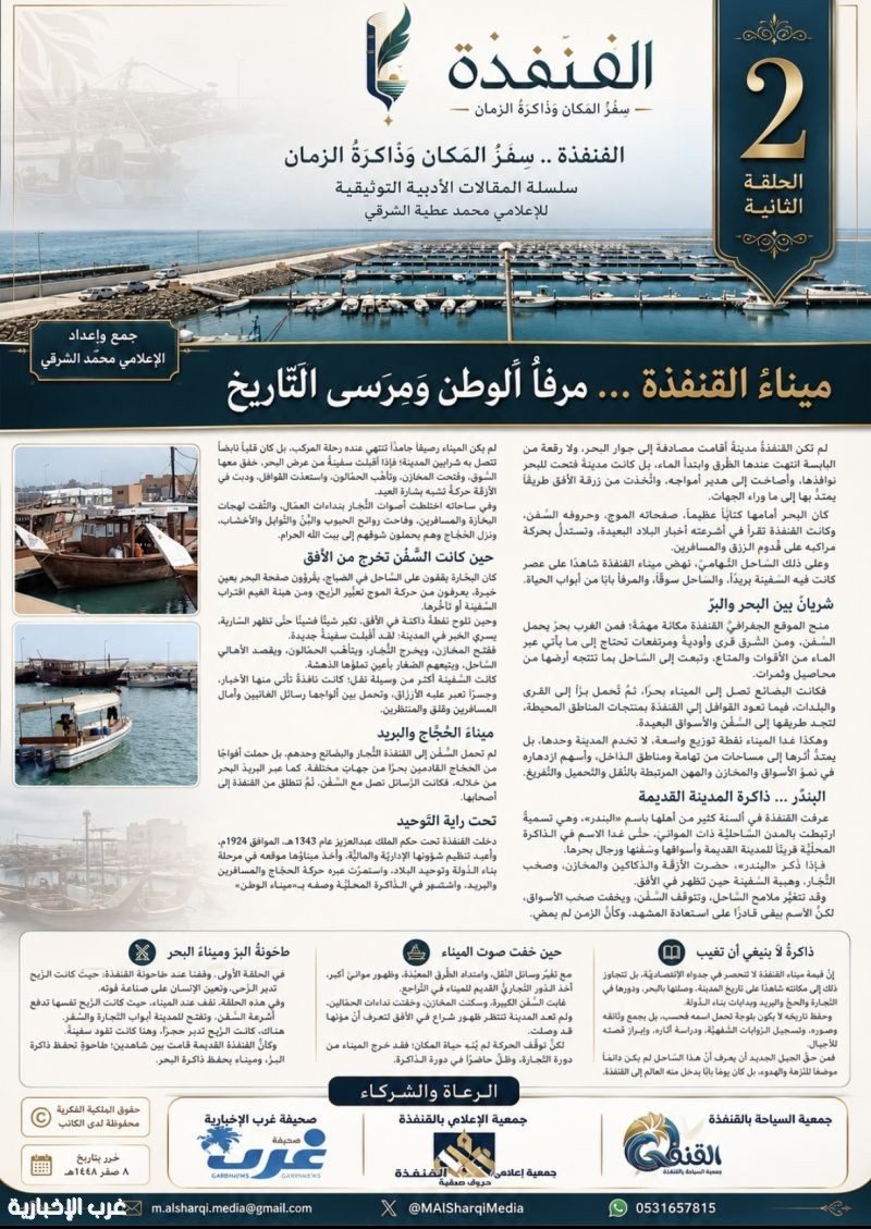 سلسلة مشروع "القنفذةُ … سِفْرُ المكان وذاكرةُ الزَّمان 2”: ميناءُ القنفذة … مرفأُ الوطن ومرسى التَّاريخ»