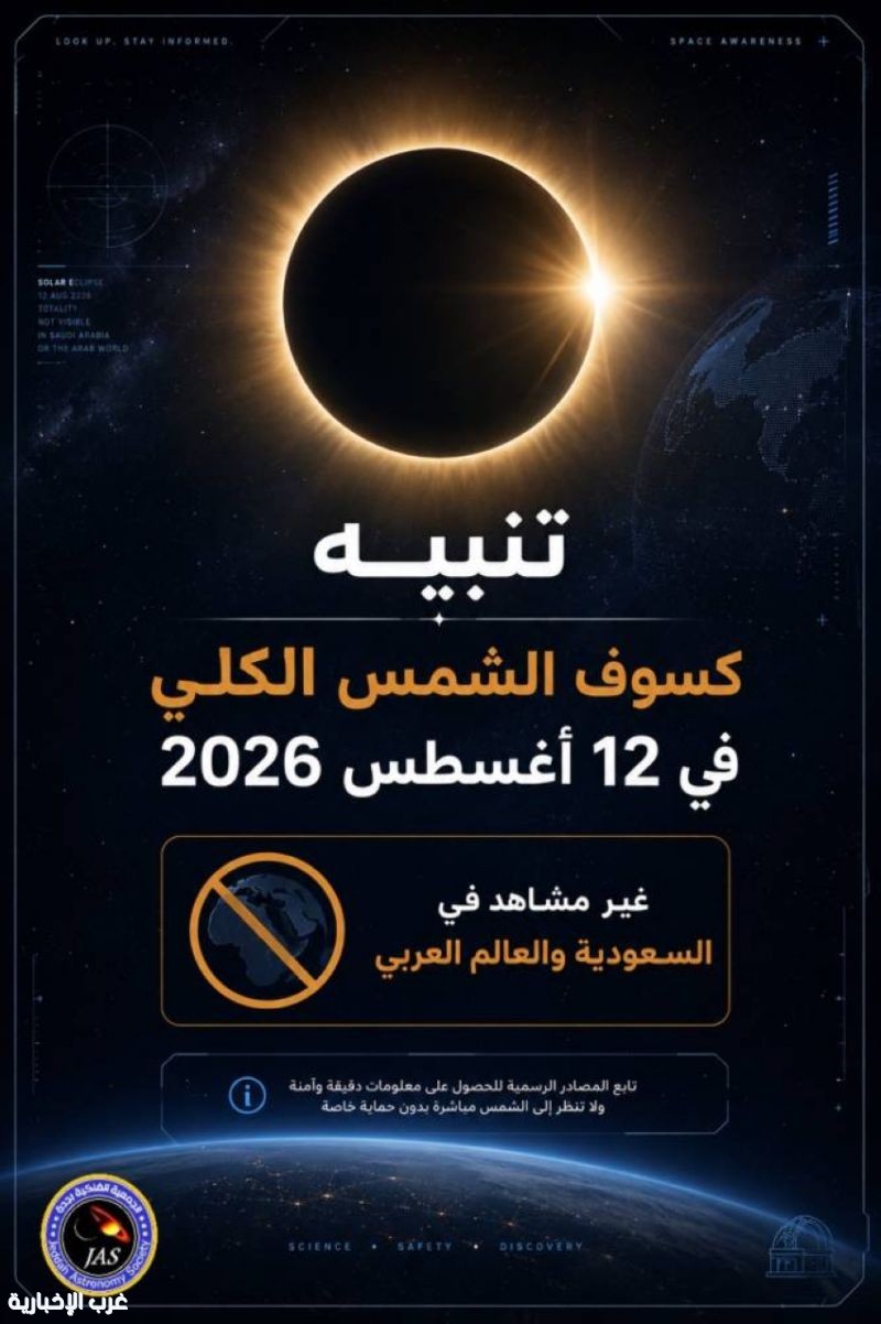 "فلكية جدة" كسوف شمسي كلي وشهب البرشاويات يتصدران أبرز ظواهر أغسطس الفلكية