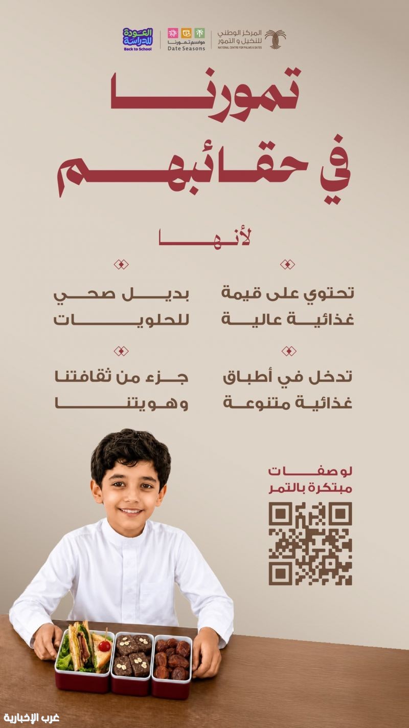 "النخيل والتمور": خيارات متنوعة للطلبة من منتجات التمور مع انطلاق العام الدراسي "النخيل والتمور": خيارات متنوعة للطلبة من منتجات التمور مع انطلاق العام الدراسي