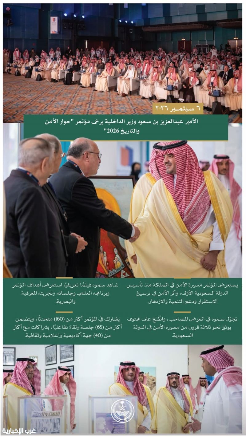 الأمير عبدالعزيز بن سعود يرعى مؤتمر «حوار الأمن والتاريخ 2026»