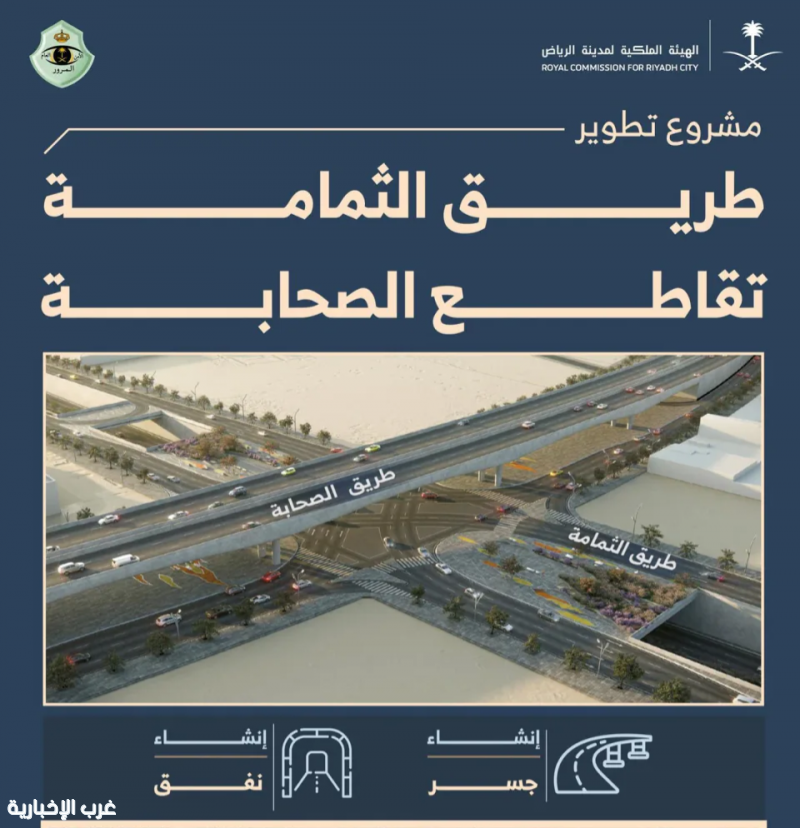 الهيئة الملكية لمدينة الرياض تعلن تفعيل تحويلة مرورية على طريق الثمامة الشرقي