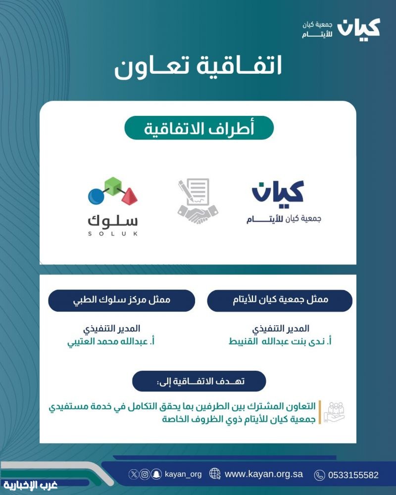 كيان وسلوك الطبي يوقعان اتفاقية لتعزيز خدمات المستفيدين كيان وسلوك الطبي يوقعان اتفاقية لتعزيز خدمات المستفيدين