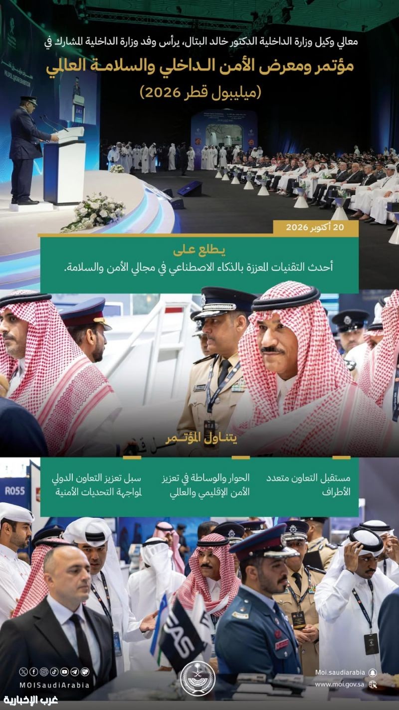 وكيل وزارة الداخلية يرأس وفد الوزارة المشارك في "ميليبول قطر 2026"