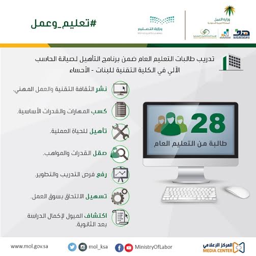 "تعليم وعمل" .. خيارات مهنية مستقبلية لتأهيل الطالبات لسوق العمل