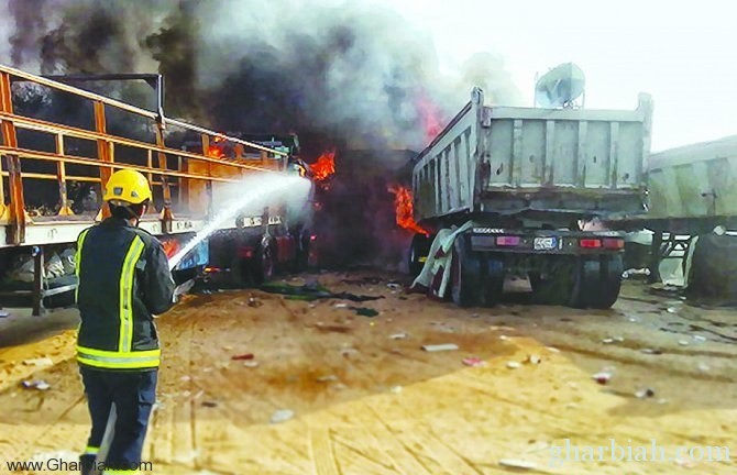 مدني نجران: يخمد حريق في منزل و3 شاحنات