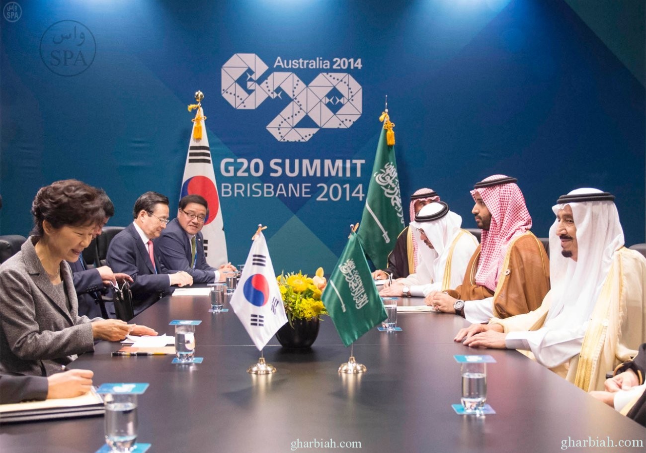 سمو ولي العهد ورئيسة كوريا يستعرضان المسائل المدرجة على جدول أعمال قمة العشرين	