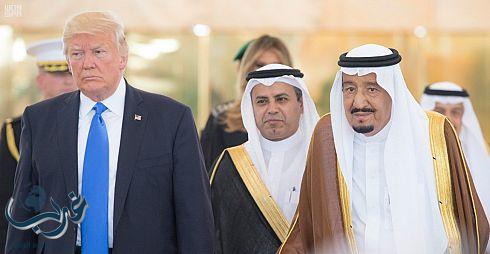 خادم الحرمين يستقبل ترامب في قصر اليمامة