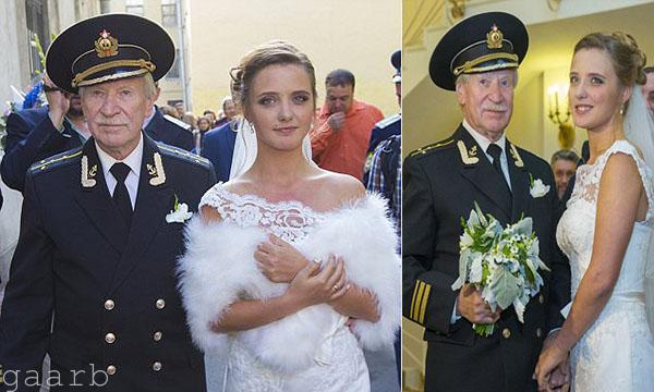 ممثل روسي ثمانيني يتزوج من عشرينية "شاهد الصور"