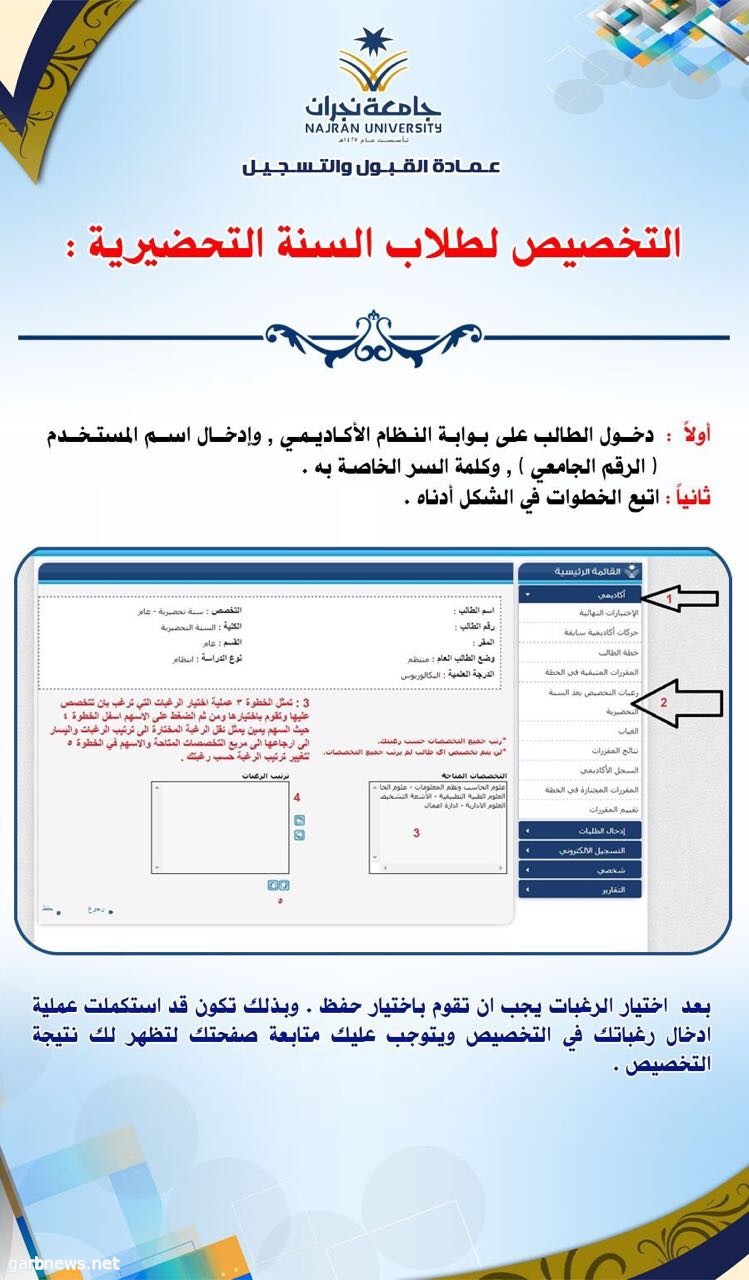 جامعة نجران تعلن مواعيد إدخال الرغبات لمجتازي التحضيرية