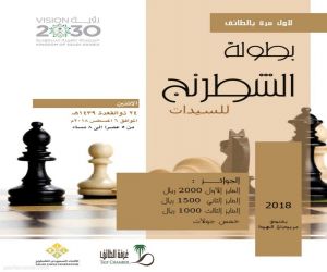 إقامة أول بطولة شطرنج للسيدات بالطائف..برعاية غرفة الطائف.. وينظمها الاتحاد السعودي للعبة